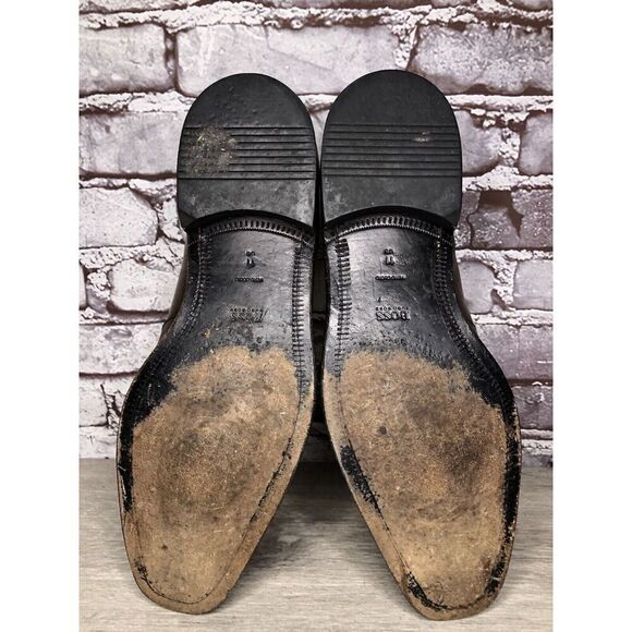 Boss Hugo Boss Brown Leather Square Toe Dress Loafers Shoes Men’s Sz 11M US/44EU - Picture 7 of 16